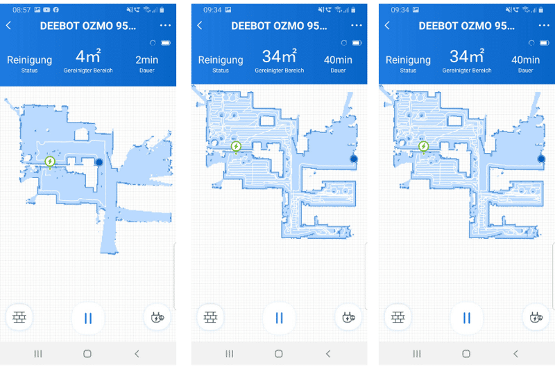 Kartenerstellungsprozess des Deebot OZMO 950 in der Ecovacs Home App